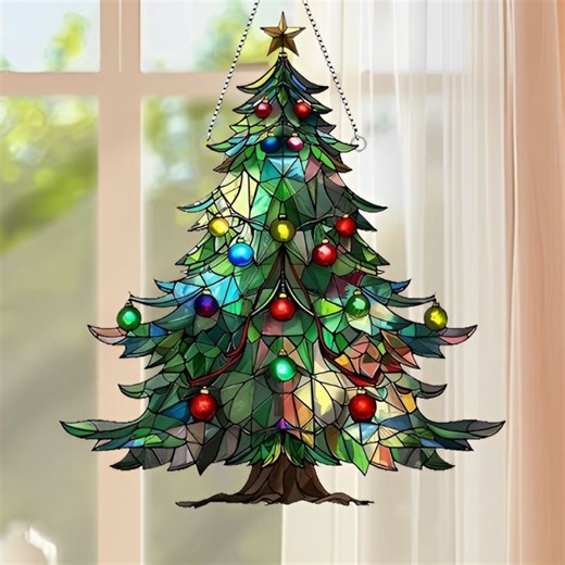 🎄🌈Add a touch of glamour to your home with the beautifully designed colorful Christmas tree suncatcher!✨ | Blaciokamith.CI10