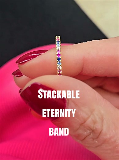 These stackable eternity bands go with everything. Wear one, stack a few, mix colors—PAVOI just gets everyday jewelry ✨ #eternityband #ringstack #pavoijewelry #affordablejewelry