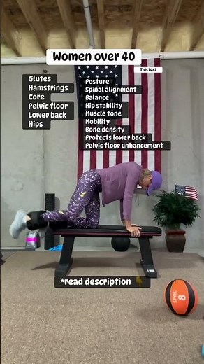 Bench Donkey Kicks w Ankle Weights Glute Core Strength #womenover40 #agewell #schofit