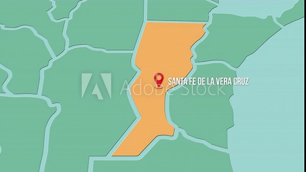 Mapa de Argentina con división política resaltando la provincia Provincia de Santa Fe y capital Santa Fe de la Vera Cruz