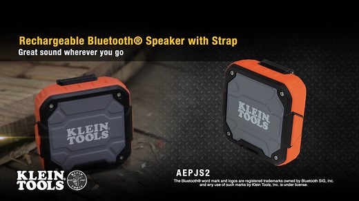 Your favorite tunes make the time go faster. The Bluetooth® Speaker with Magnetic Strap (AEPJS2) can be attached to metal or strapped to your clothes to take with you. Listen to music or answer phone calls with ease. https://www.kleintools.com/catalog/jobsite-accessories/bluetooth-speaker-magnetic-strap | Klein Tools