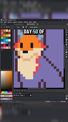 🦊Day 43 of Pixel Art Every Day!🦊 #2danimation #pixelart #pixelartist #gamedev