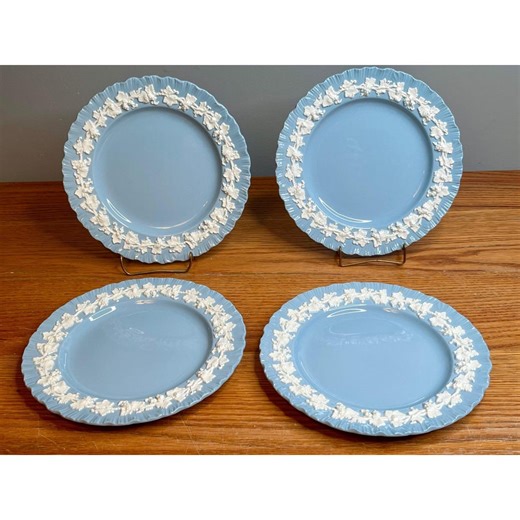 Set of 4 Vintage Wedgwood Salad Plates, Embossed Queensware Grapevine, Blue & Cream - Etsy