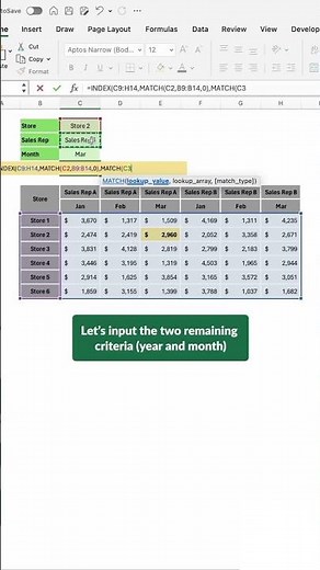 INDEX MATCH With Multiple Criteria #excel #spreadsheetmagic #microsoftoffice