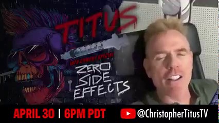 THIS SUNDAY!!! My 9th special, Zero Side Effects, premieres for FREE at ChristopherTitusTV on YouTube: https://www.youtube.com/watch?v=6bqD2_OZ2iM #titus #zerosideeffects #standupcomedy #standup #standupspecial #comedyspecial | The Real Christopher Titus
