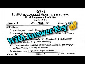 Class 6th 💯SA1 ENGLISH Question Paper+Answer (Previous Year) | 6th SA-1 ENGLISH Question Paper🗝️KEY