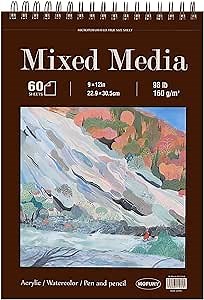Mixed Media Sketchbook 9" x 12" - Multimedia Sketchbook Hardcover, Spiral Bound, 60 Sheets 98lb/160gsm Mixed Media Paper, Watercolor Sketch Books for Artist Supplies, Painting, Drawing & Art Supplies.
