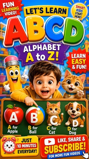 ABC Alphabet A to Z for Kids 🌈 | Learn ABCD with Fun | Preschool Learning Video