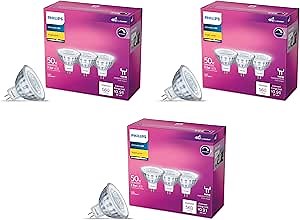 PHILIPS LED 50W MR16 9-Pack Speciality Bright White (3000K) 560 Lumen (7.5W = 50W) Dimmable Flicker-Free Light Bulbs