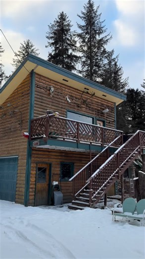 Seward Properties on Instagram: "Come tour 12265 Lancelot! This charming log home sits on 1.52 acres (2 parcels) surrounded by incredible mountain views! The main home features 2 bedrooms, 1 bathroom, and open-concept living with a cozy wood stove at its heart. A studio apartment sits above the detached garage for added space or rental. Recent updates include brand-new engineered septic system & spacious new deck - perfect for enjoying the stunning views outside, you’ll find a greenhouse for sum