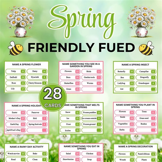 Spring Friendly Feud Game, Printable Spring Party Game for Kids & Adults, Family Feud Style Spring Trivia, Spring Office Party Game - Etsy
