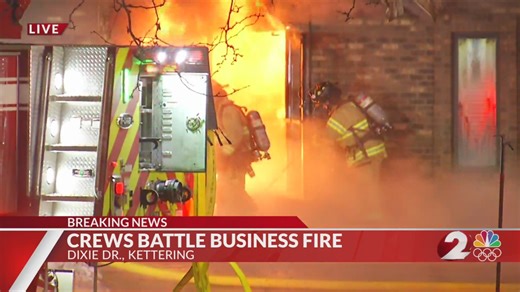 Heavy flames burst through Kettering appliance store