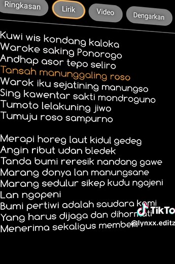 Warok Ponorogo x Song of Sabdatama lirik lagu
