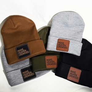 Make Heaven Crowded Christian Hat for Winter Faith Based Knit Beanie Christian Gift for Friend Gift for Youth Group Leader Leather Patch Hat - Etsy