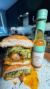 Thai inspired fillet of fish burger 👌 So my boy @keithcooks_ has bought out his very own hotsauce and i must say its rather good! I wanted to use it and make a thai inspired fillet of fish amd this is exactly what I done. Pickled Cucumber recipe Sliced cucumber Msg Rice vinegar Fish sauce Sesame oil Soy sauce Mirin anyway, enough about my fillet of Fish burger go buy a bottle of Keith’s hot sauce you won’t regret it [ gift ] #filletofish #hotsauce #fishburger #dinnertime | OllieEats