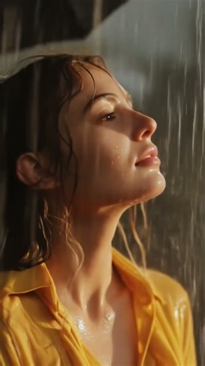 Blissful Woman with Umbrella Enjoying the Rain | Relaxing Rain Ambience