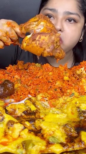 @maddyeats_official on Instagram: "Watch the full video link in bio #maddy #maddyeats #friedrice #chicken #asmr #asmrcommunity #mukbang #kadhi #wholechicken #chickencurry #indianfood #eating #eatingshowasmr"