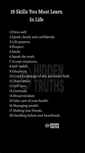 18 Skills You Must Learn In Life #skills #shorts #motivation #tricks #selfcare