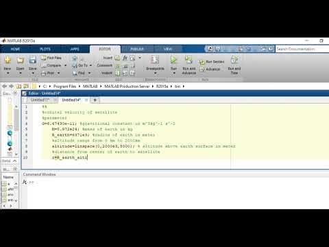 orbital velocity of satellite on matlab