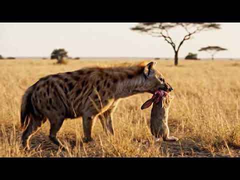 Mother Hyena attacks Rabbit & Hen to Save Starving Baby