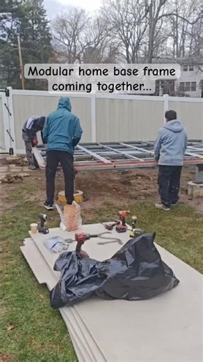 Modular home base frame coming together..#prefabhouse #modularhome #construction #homebuilding #fyp