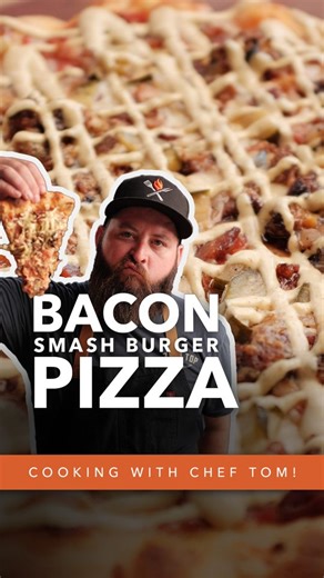 This BACON SMASH BURGER PIZZA is the perfect fusion of American comfort food and Italian flair. This recipe combines the irresistible flavors of crispy bacon, juicy brisket blend burgers, and sweet caramelized onions, all nestled on a golden, homemade pizza crust. 🍕Ingredients 2 each (1/4 lb) Creekstone Farms Brisket Blend Burger Pucks Yoder Smokers Beef Rub 1/2 lb bacon, diced 12 oz yellow onion, sliced thin 1 tsp Jacobsen Salt Co. Kosher Sea Salt 1/2 batch pizza dough KC Canning Co. Dilly Pic