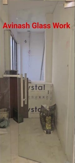 Makeup shop glass partition and one door installation is done