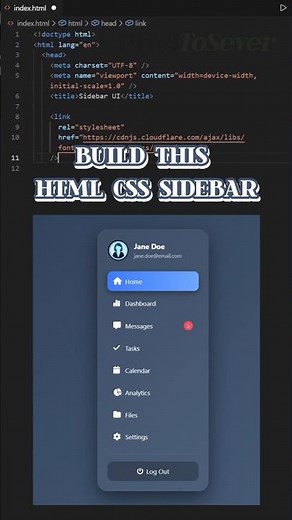 Build a modern sidebar UI using HTML, CSS, and JavaScript. 💻✨
