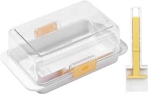 Butter Storage Container with Slicer – Airtight Butter Keeper with Portion Control Handle, Food-Grade Butter Box with Cutter for Fridge Storage & Easy Serving (White)