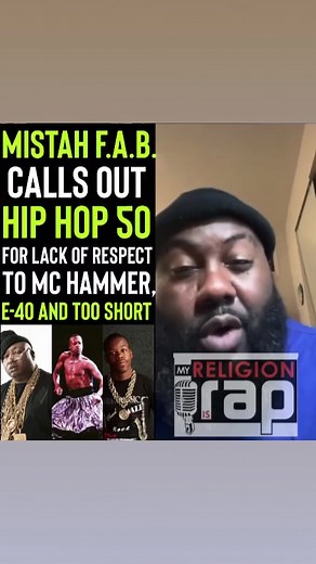Mistah FAB calls out Hip Hop 50 for lack of respect for Bay Area Rap legends Too Short, E-40 and MC Hammer. @fabbydavisjr1 👑 @e40 👑 @tooshort @mchammer 👑⛔️ ⛔️ | My Religion Is Rap