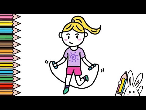How to draw a girl exercising - Easy