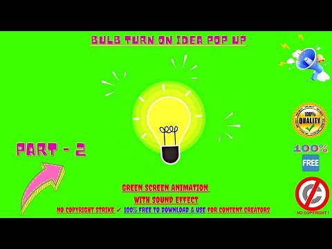 Light Bulb Turn💡On Animation Green Screen With Idea Pop Up Sound Effect🔊No Copyright Strike✔️