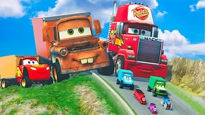 37K views · 441 reactions | BIG TOW MATER, MACK TRUCK, LIGHTNING McQUEEN and Small Pixar Cars vs DOWN OF DEATH in BEAMNG DRIVE | Beamng Game | Facebook
