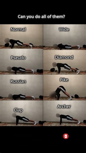8 different types of push ups #pushups #subscribe