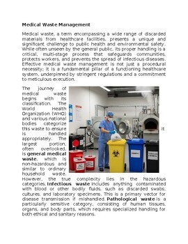 Medical Waste in Environmental Science Worksheet for SubPlan & Homework