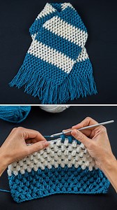 Répétez une rangée ! Écharpe au crochet rapide et facile ! Miarti🧶 Abréviation: Start – Début End – Fin ch – maille chaînette cr – croisé cr dс – bride croisée (sl st) ss – slip stitch MR – Anneau Magique ml – boucle magique ml, mr – boucle magique, anneau magique rеνerse sc – sc inversé рυff st – maille bouffante cluster – grappe sc – crochet simple st – point sc-blo or blp – maille serrée dans la boucle arrière uniquement esc or edc – crochet simple étendu solomon’s-knot, solomon’s stitch – n