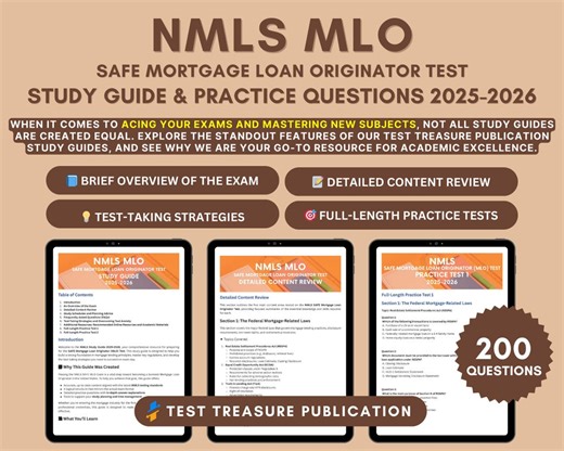 NMLS Study Guide 2025-2026: SAFE MLO Exam Prep With Practice Tests - Etsy