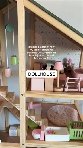 We are loving the @Tiny Land Official dollhouse! 🏠 It is so cute and open ended. Starting to document how my toddler stages the rooms because it’s just so interesting and sweet. Love their little imaginations 🫶🏼 #tinyland #dollhouse #toddler #momlife #toddlertoys