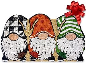 MAINEVENT Gnome Door Mat 30x17 Inch, Gnome Winter Door Mat for Covered Outdoor Area, Welcome Mat Rug, Holiday Mat w/Non-Slip Backing, Winter Decor for Front Door