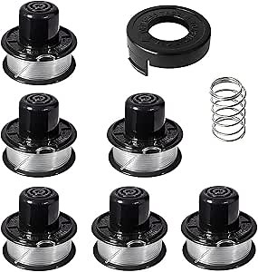 RS-136 Trimmer Spools Line 20ft 0.065" Compatible with Black Decker ST4500 ST1000 ST4000 GE600 CST800 ST6800 String Trimmer,Weed Eater Replacement Line Auto-Feed Spool (6 Spool+1cap)