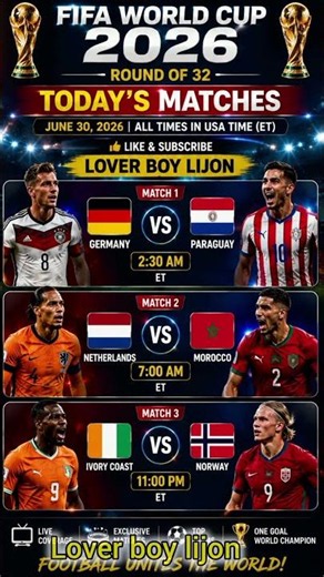 Germany vs Paraguay | Netherlands vs Morocco | Ivory Coast vs Norway |Football Live | today football