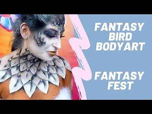 Fantasy Bird transformation with airbrush body painting | Fantasy Fest 2019 | Lana Chromium