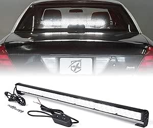 Xprite 31.5 Inch White LED Traffic Advisor Strobe Light Bar, 21 Flashing Patterns w/Suction Cup Mount, Windshield Deck Emergency Warning Light Bar for Firefighter Ambulance Vehicles Trucks SUV