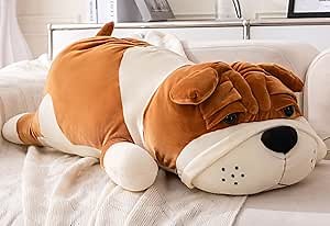 Giant Plush Dog Pillow 39in - Jumbo Stuffed Animal for Adults & Kids,100cm Cute Cartoon Puppy Hugging Pillow,Extra Large Soft Bed Decor Yellow Sleeping Toy