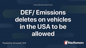 DEF/ Emissions deletes on vehicles in the USA to be allowed