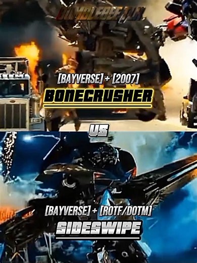 Sideswipe (Rotf/Dotm) Bayverse vs Bonecrusher (2007) Bayverse #transformers #vs #music #edit #1vs1