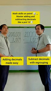 19K views · 167 reactions | Decimal mastery alert!  Learn how to add and subtract decimals with regrouping like a pro! 邏 Watch till the end for tips and tricks! #DecimalOperations #AdditionAndSubtraction #MathHacks #RegroupingMadeEasy #MathTutorial #LearnWithMe #fblifestyle | Dann Carlo Pizarra Pili | Facebook