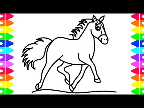 How to Draw a Pretty Horse for Kids| Horse Coloring Page for Children| Coloring with Markers