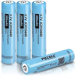 4 Pcs ICR 10440 Rechargeable Lithium Ion Battery,3.7v Batteries 350mAh (0.39 * 1.73 inch, Shorter Than AAA Size)