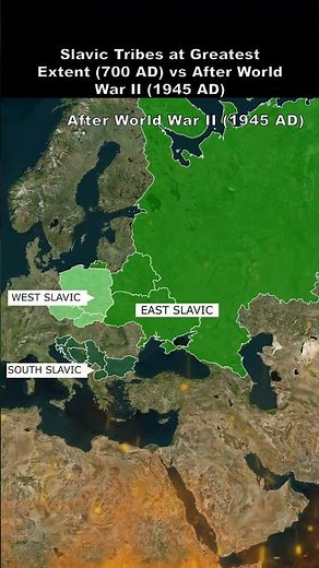 Slavic Tribes at Greatest Extent 700 AD vs After World War II 1945 AD 1